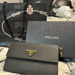 Prada Black Leather Clutch